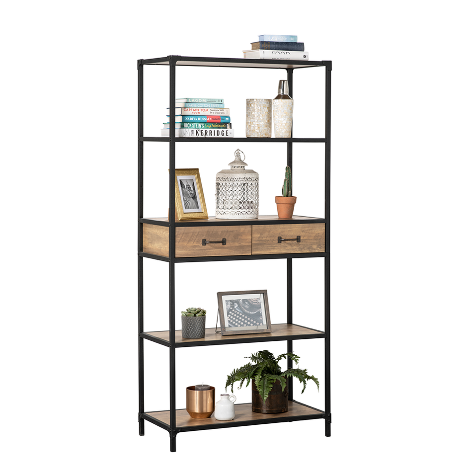 Sorrento 5 Tier Bookshelf Bookcase With Drawers