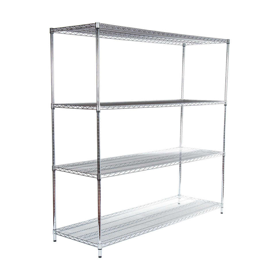 Metal Chrome Wire Shelving Unit 4 Tier 1838mm H x 1517mm W x 609mm D - 360KG's UDL Per Shelf