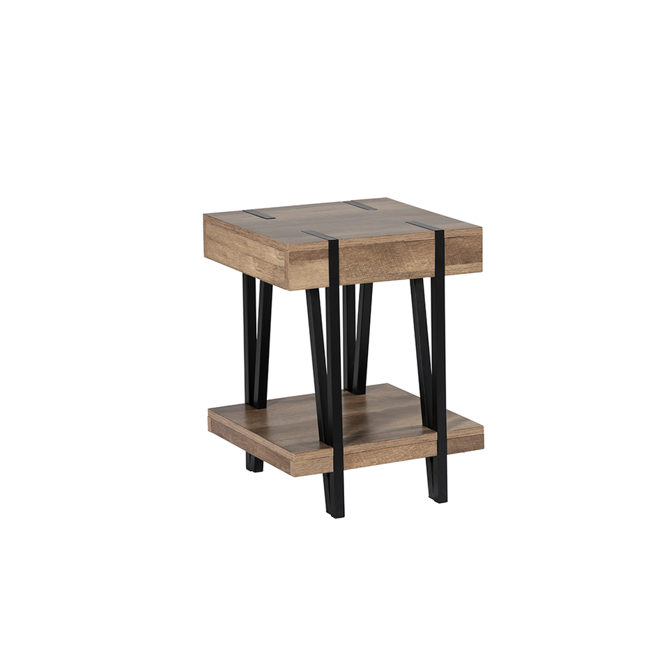 Geneva Contemporary Coffee Side Table with Metal Legs & Detailing