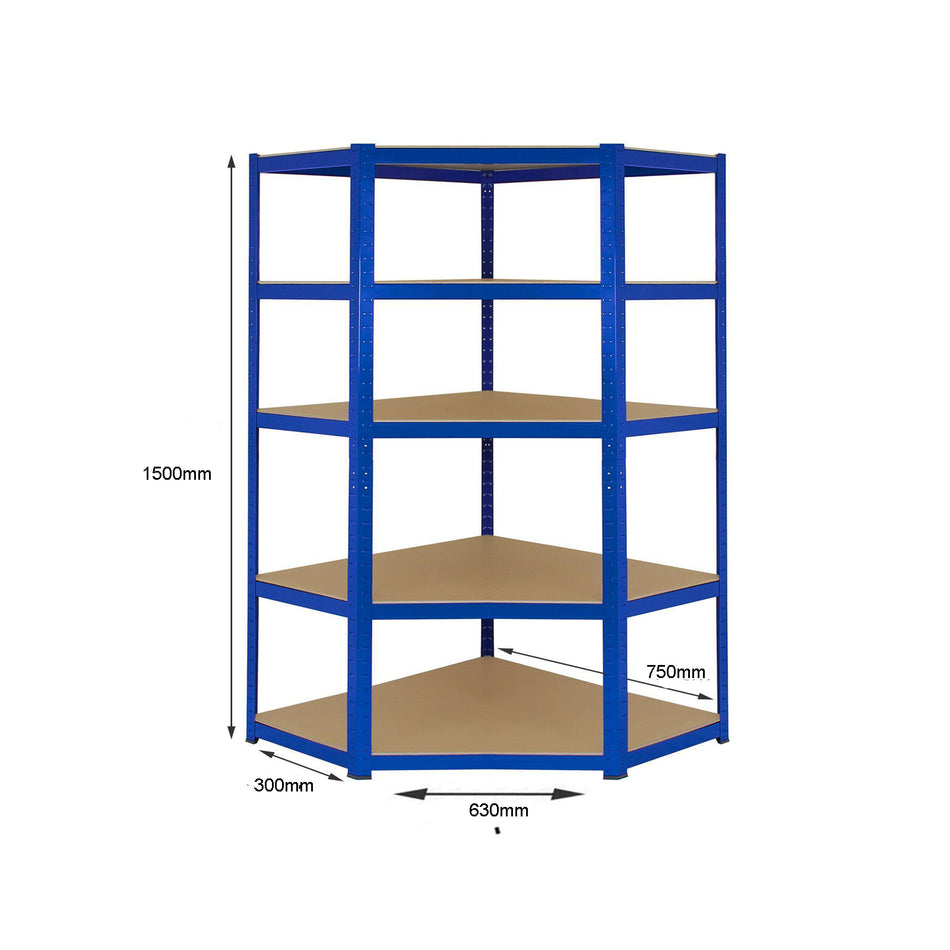 5 Bay MEGA DEAL Heavy Duty Garage Corner Kit 1500mm H x 750mm W x 300mm D - 175KG UDL Per Shelf