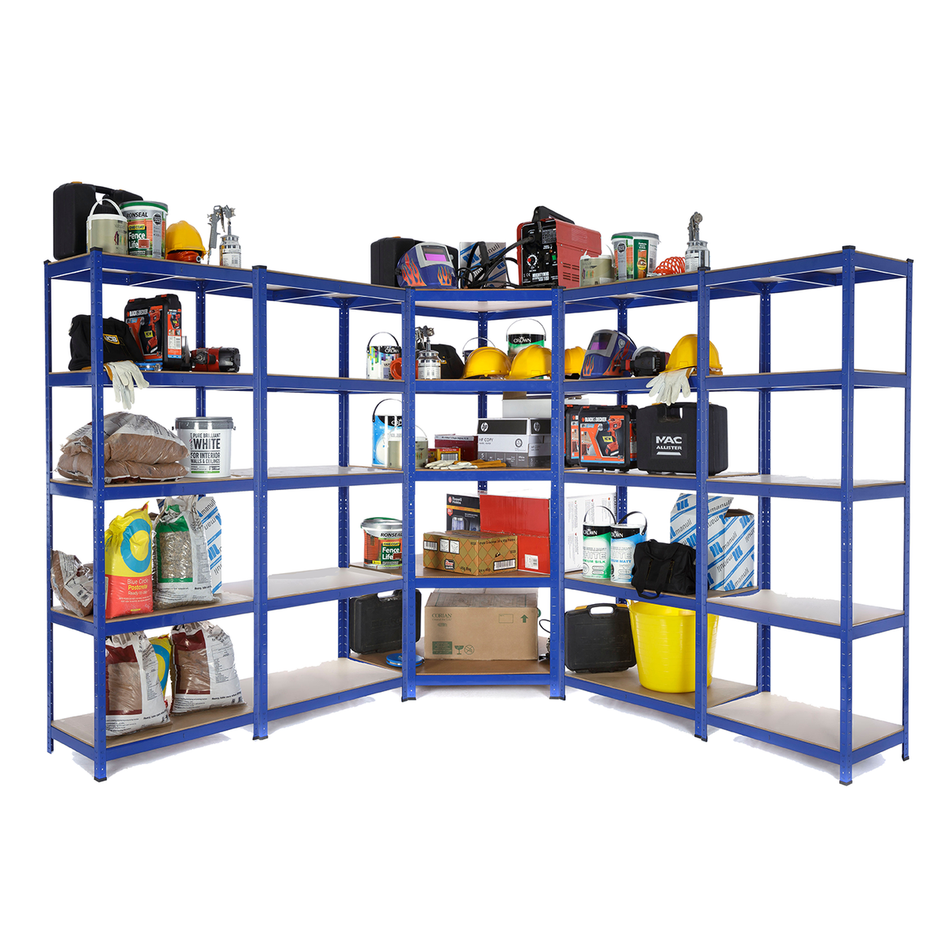 5 Bay MEGA Deal Heavy Duty Corner Steel Shelving Unit - Racking 5 Levels 1800mm H x 900mm W x 450mm D 275KG's UDL Per Shelf