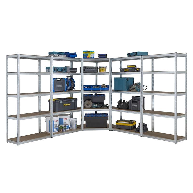 5 Bay MEGA DEAL Corner Galvanised Steel Shelving 1800mm H x 900mm W x 400mm D - 175KG's UDL Per Shelf