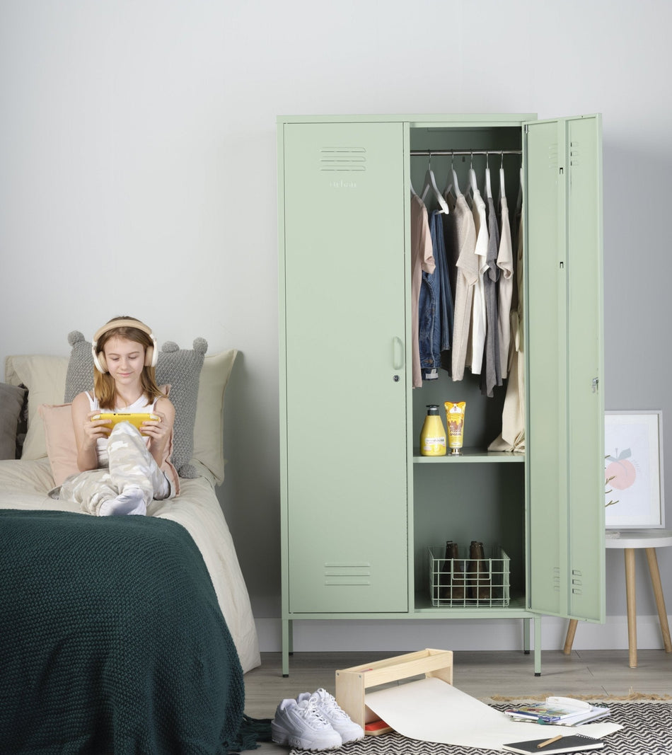 The Chelsea - Tall Double Door Storage Locker In Sage