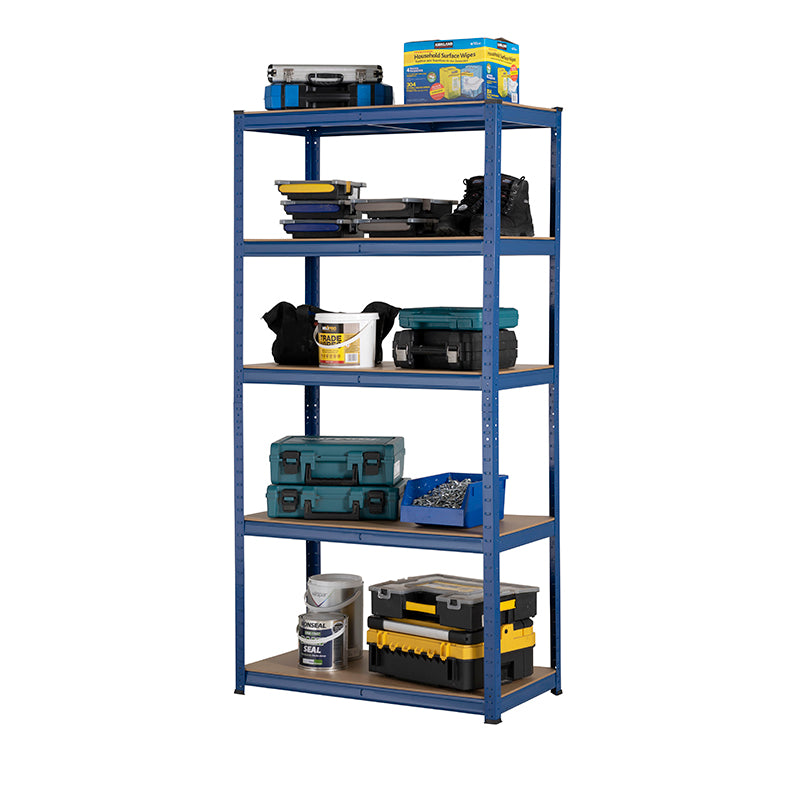 Blue Mercury Racking Garage Shelving Unit 5 Levels 1800mm H x 900mm W x 300mm D - 200KG's ...