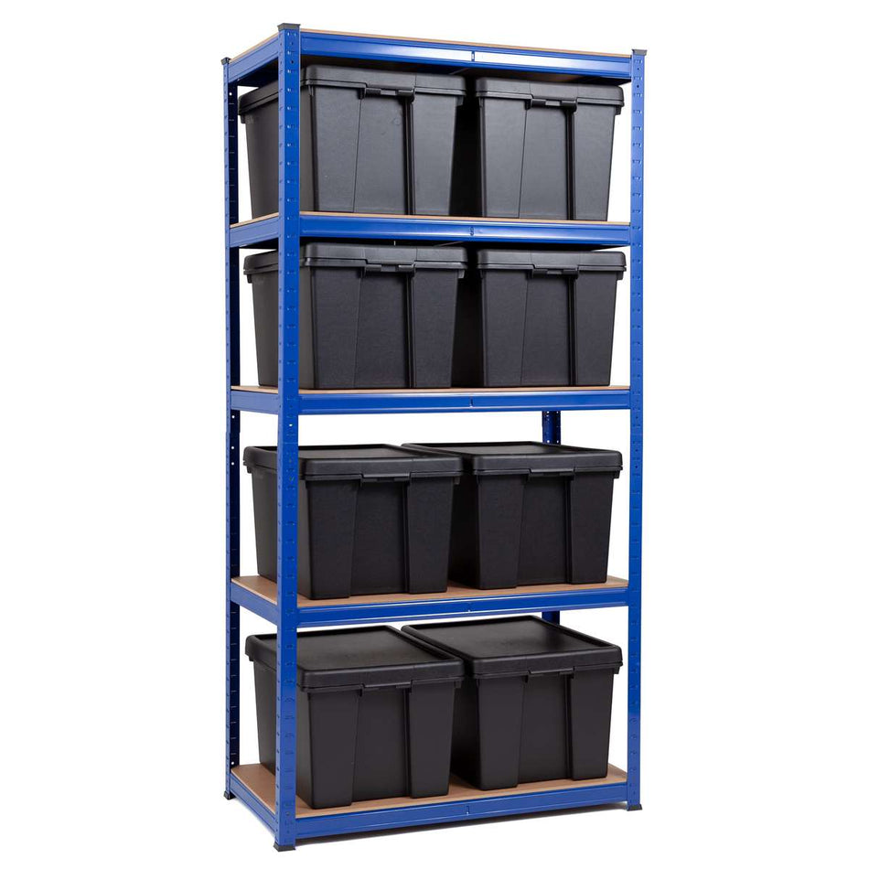 Garage Shelving Unit - 1800mm H x 900mm W x 450mm D | With 8 of 45ltr WHAM BAM Storage Boxes