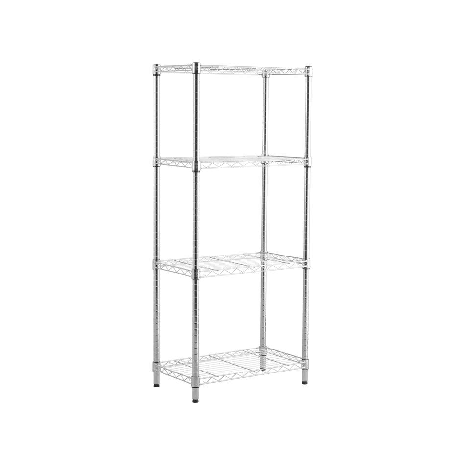 Economy Metal Chrome Wire Shelving Unit 4 Tier 1360mm H x 590mm W x 340mm D - 100KG's UDL Per Shelf