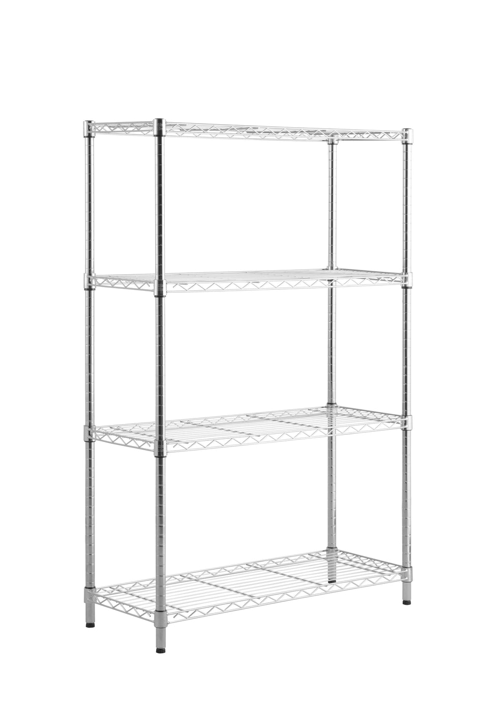 Economy Metal Chrome Wire Shelving Unit 4 Tier 1360mm H x 907mm W x 355mm D - 100KG's UDL Per Shelf