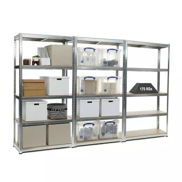 3 Bay MEGA DEAL Galvanised Steel Shelving Unit 1800mm H x 900mm W x 400mm D 175KG's UDL Per Shelf