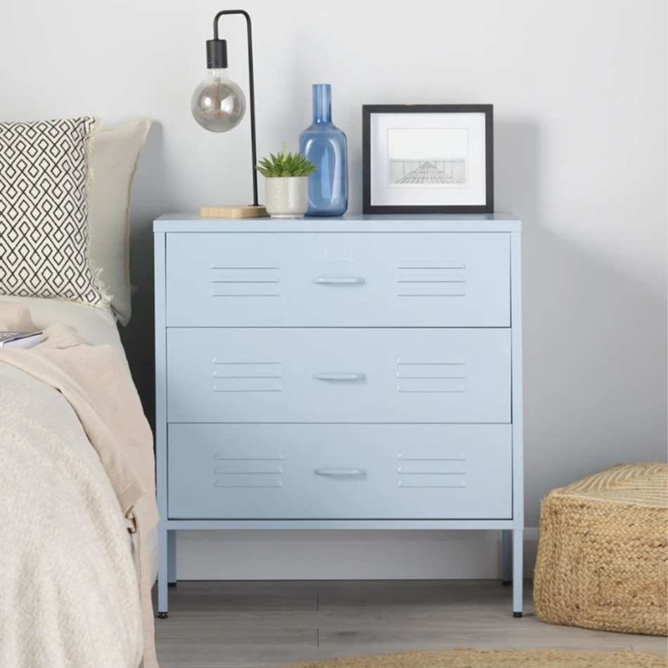 The Lambeth - Industrial Style Metal Drawers In Sky Blue