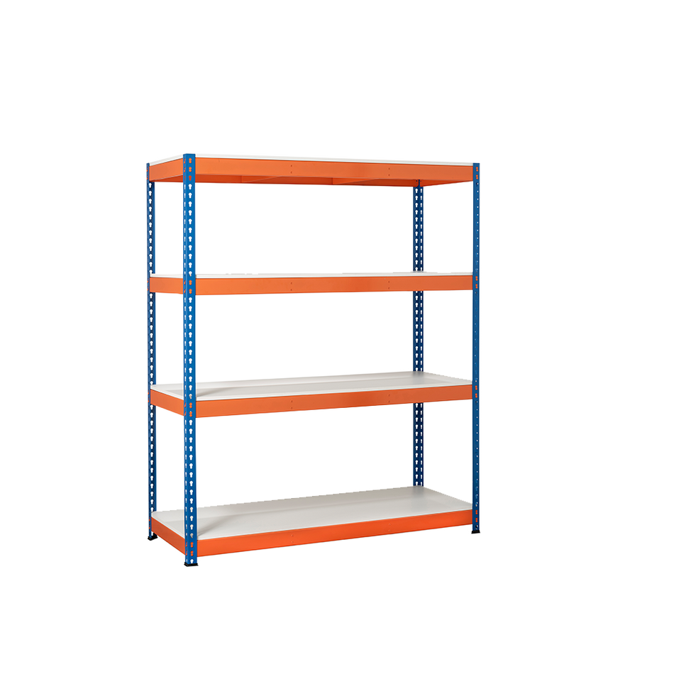 Heavy Duty Industrial Shelving Unit 4 Melamine Shelves - 1800mm H x 1200mm W x 600mm D - 400KG's UDL Per Shelf