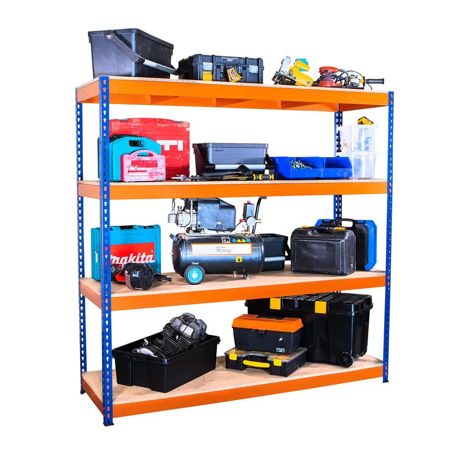 Heavy Duty Industrial Shelving Unit 4 Levels - 2200mm H x 1800mm W x 600mm D - 500KG's UDL Per Shelf