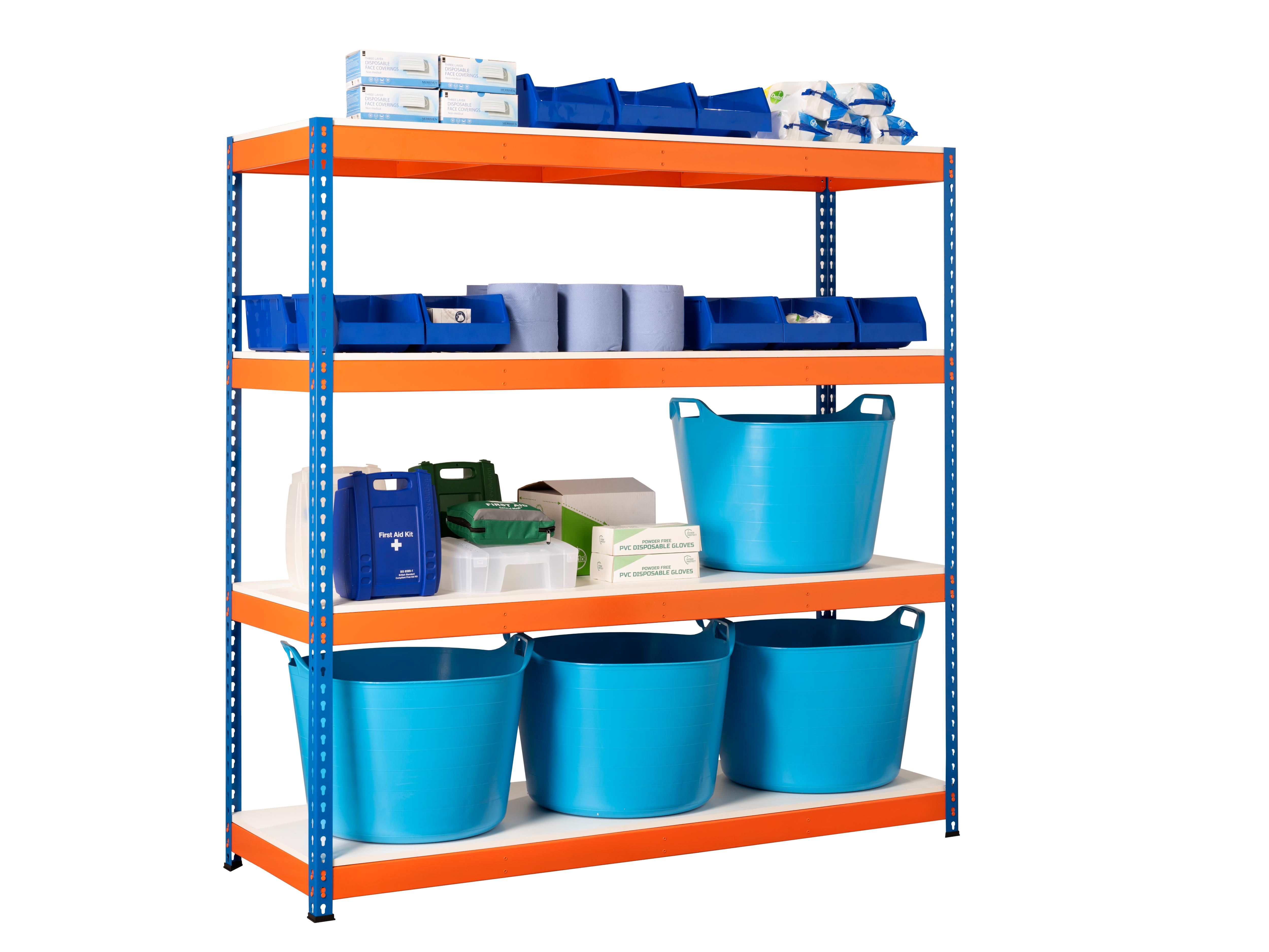 Heavy Duty Industrial Shelving Unit 4 Melamine Shelves - 1800mm H x 24 ...