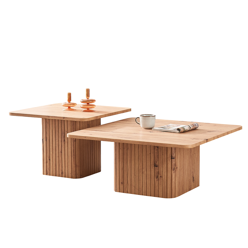 Meribel 2 x Set of Square Panelled Coffee Tables