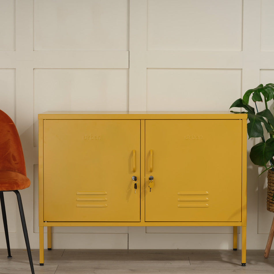 The Oxford - Side Table/TV Stand Storage Locker In Mustard