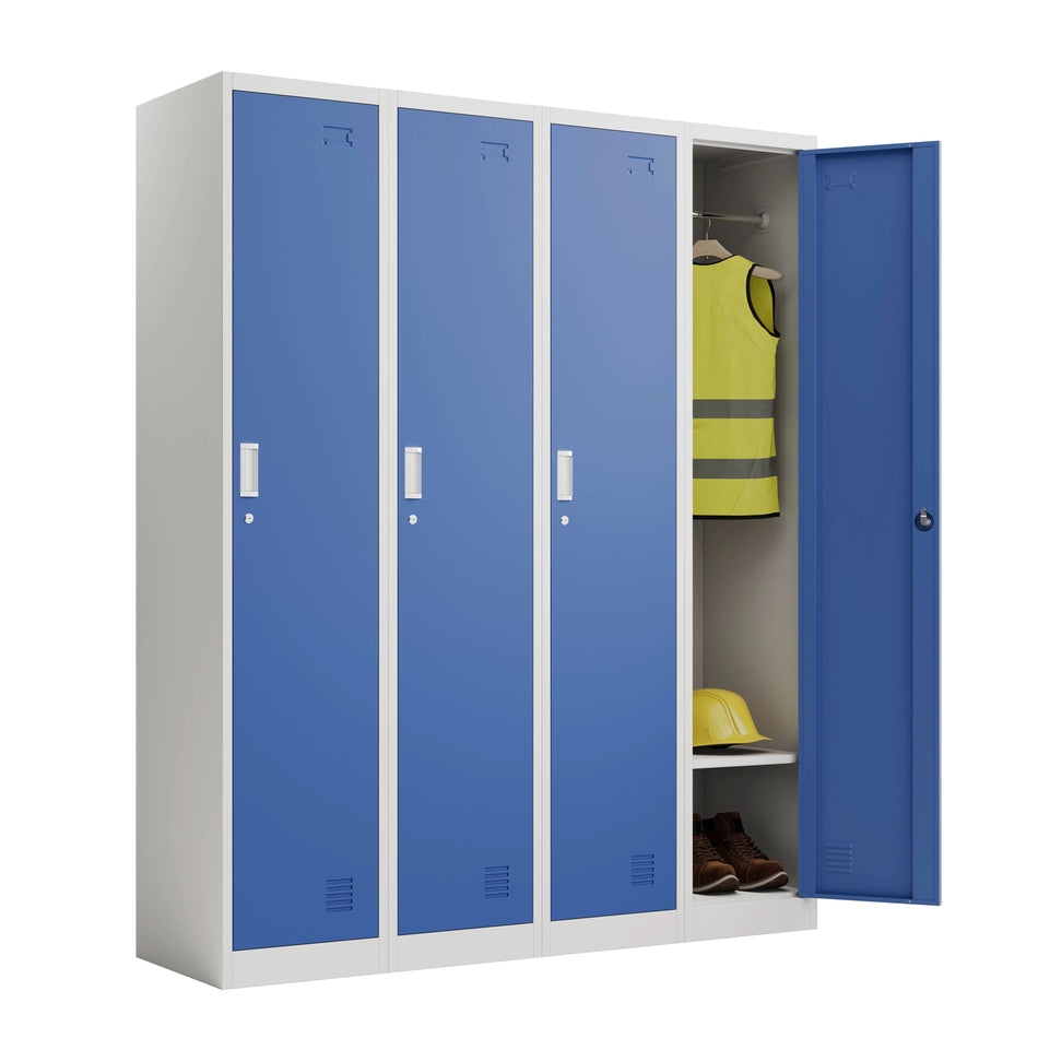 4 X Single Door Steel Locker 1850mm H x 380mm W x 450mm D