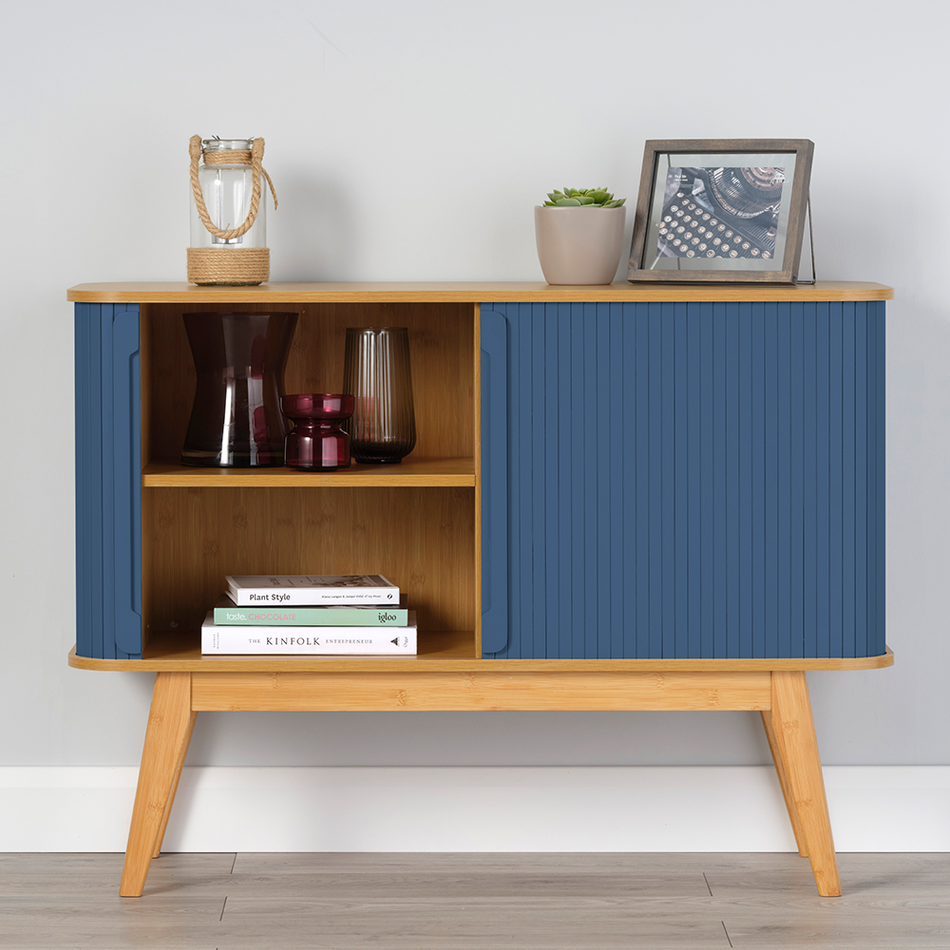 Tromsö Sideboard with Dark Blue Sliding Doors