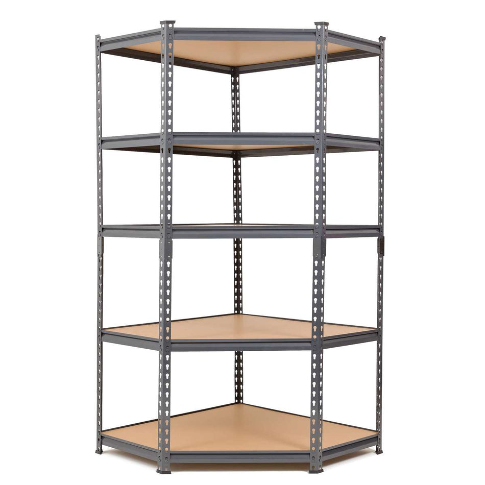 Grey Steel Garage Corner Shelving Unit 1800mm H x 900mm W x 450mm D - 175KG's UDL Per Shelf