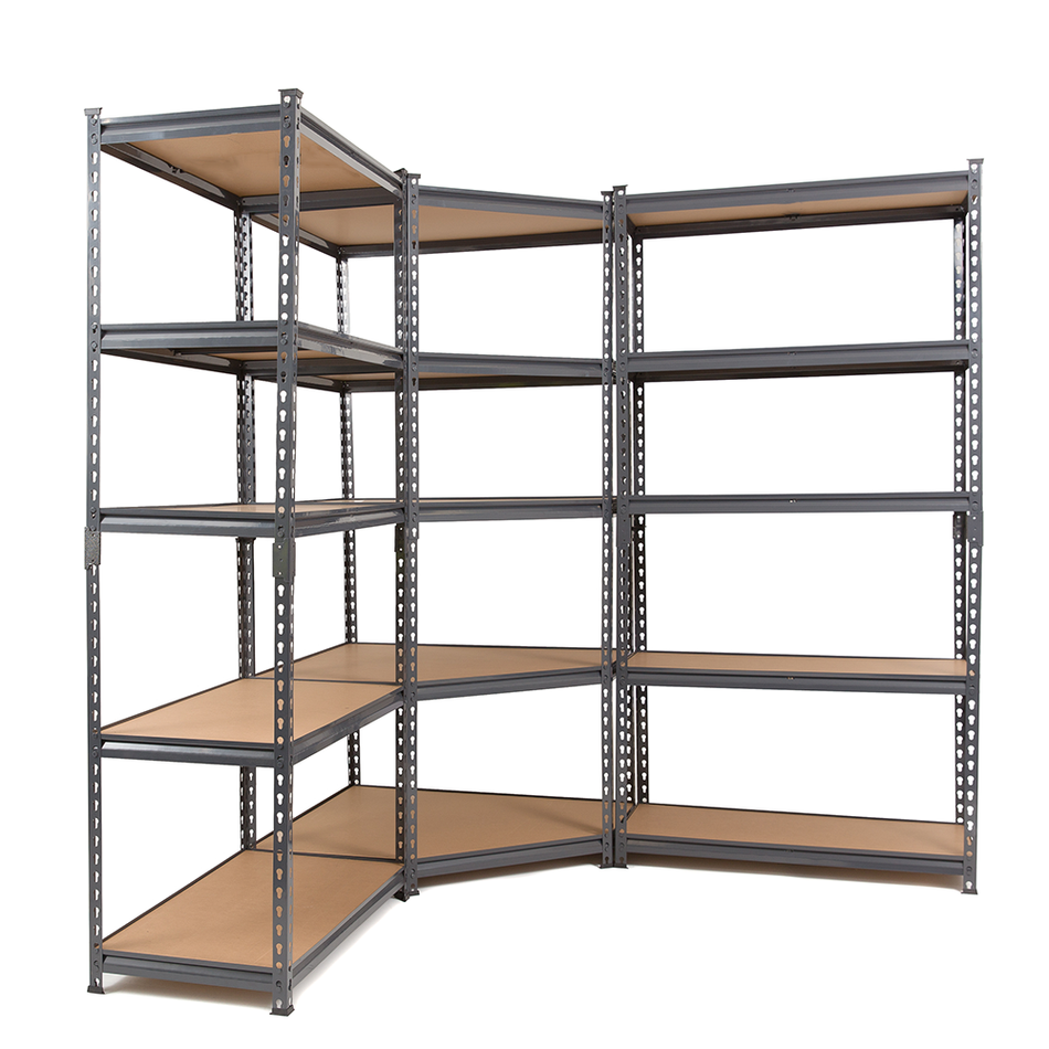 Super Value Grey Steel Corner Shelving Unit With 2 Storage Racks | 1500mm H x 750mm W x 300mm D 150KG's UDL Per Shelf