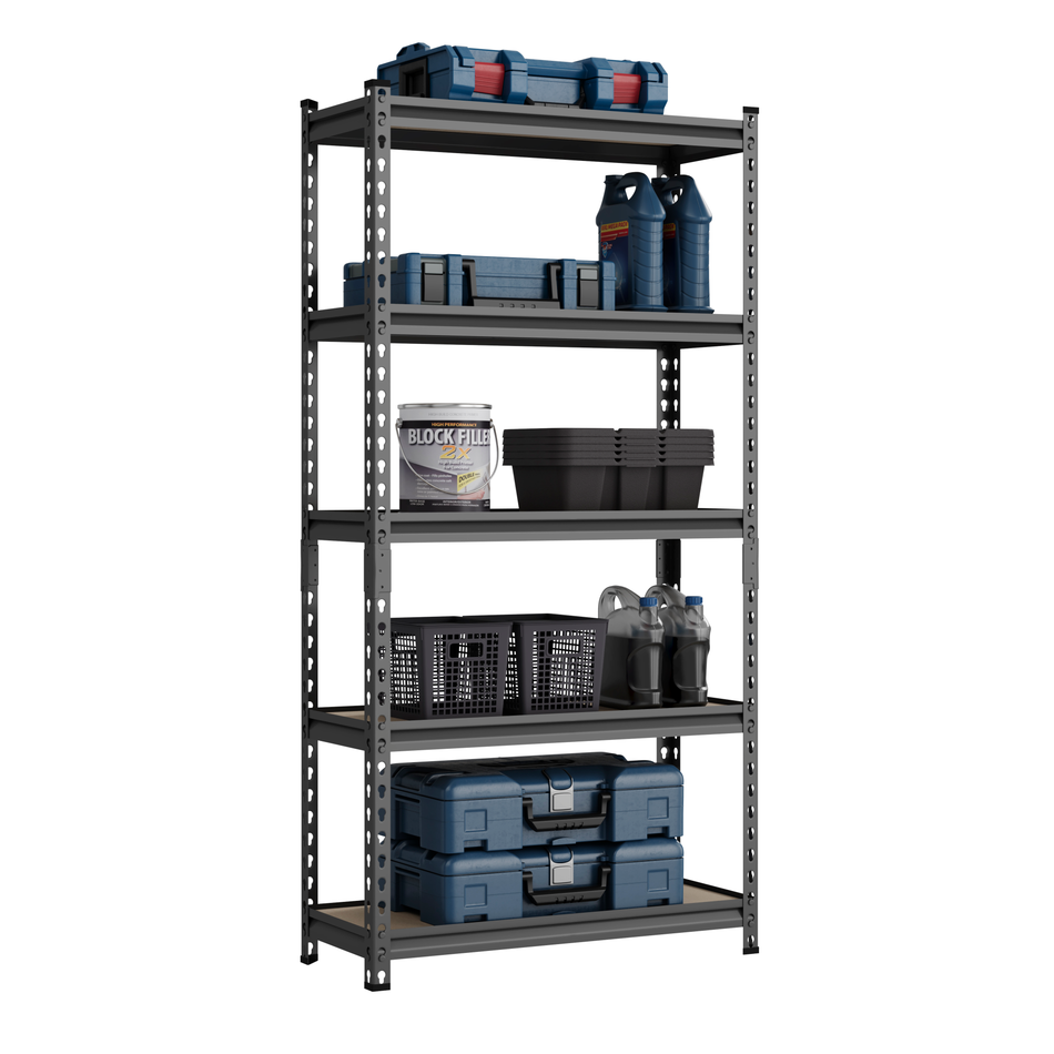 Grey Steel Garage Shelving Unit 1500mm H x 750mm W x 300mm D - 150KG's UDL Per Shelf