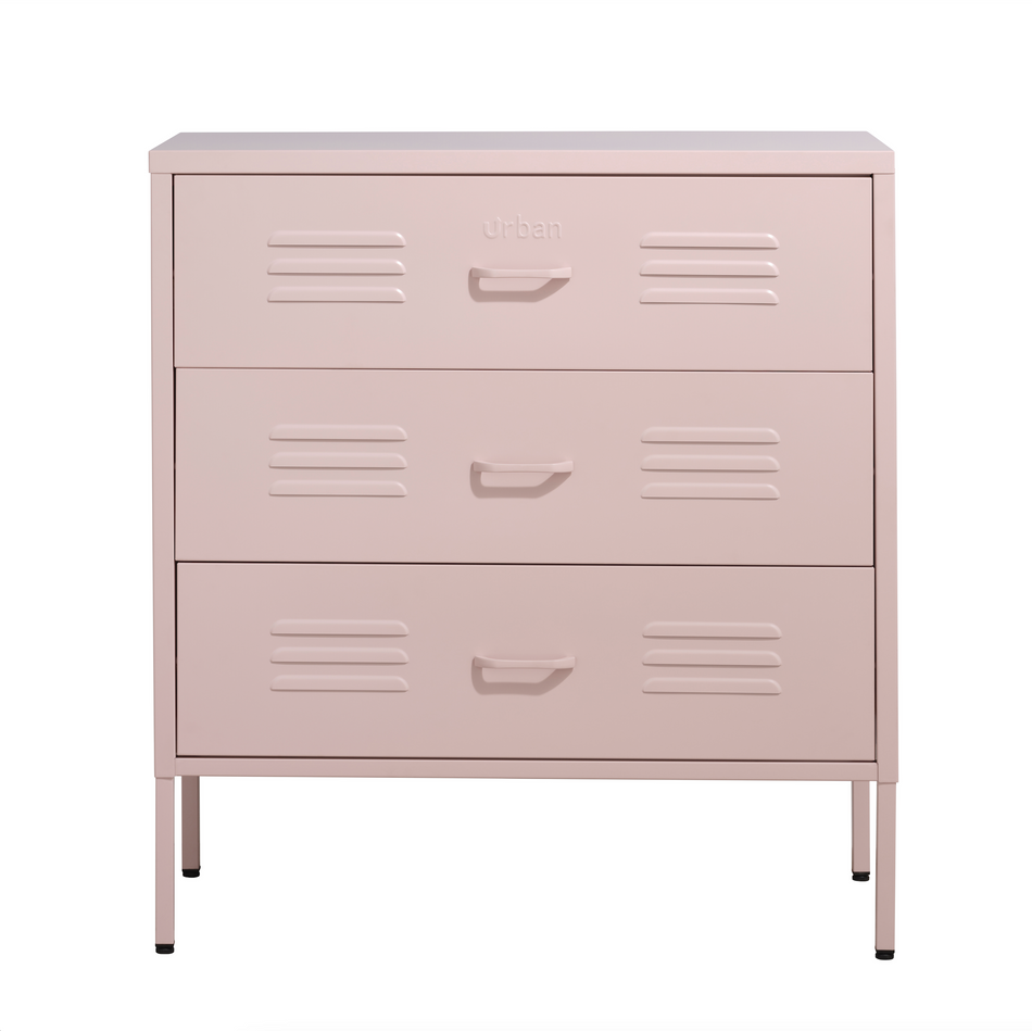 The Lambeth - Industrial Style Metal Drawers In Light Pink