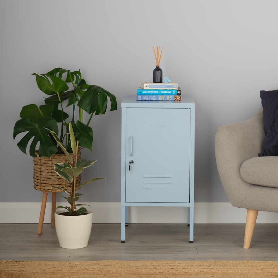 The Camden - Side Table, Storage Locker Sky Blue