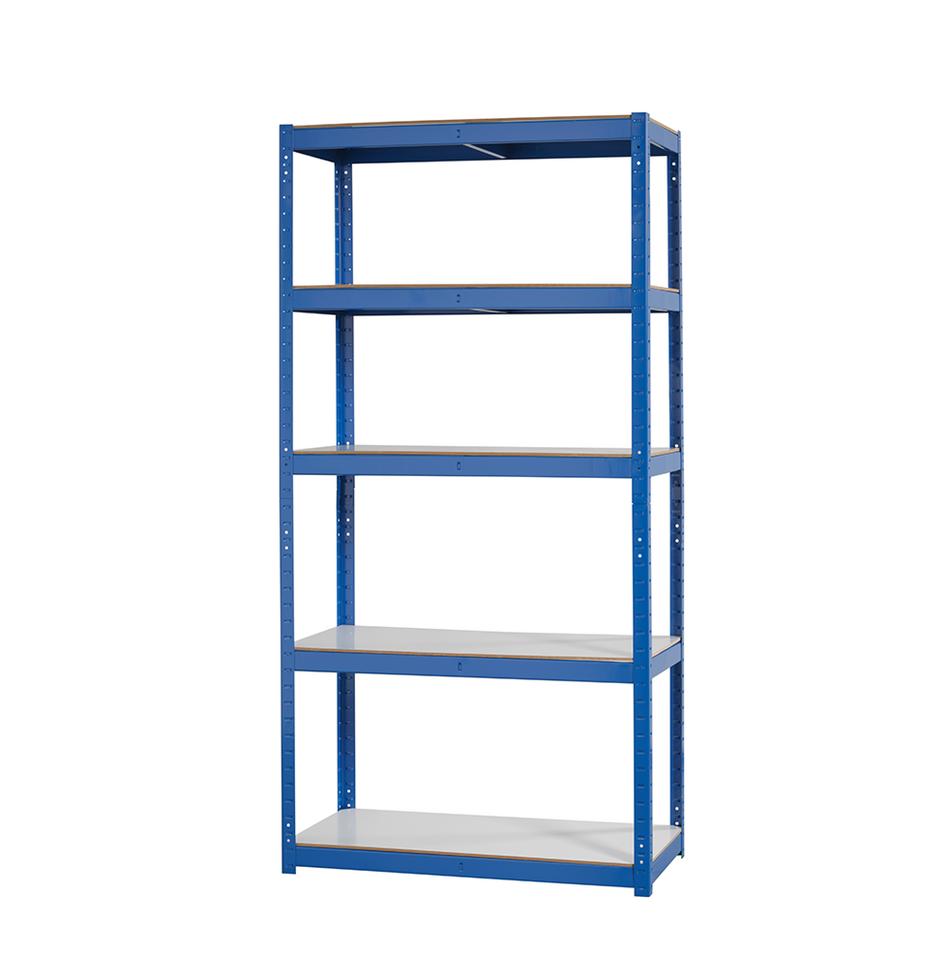 Garage Shelving Unit - Racking 5 Levels with Melamine Shelves 1800mm H x 900mm W x 450mm D - 275KG's UDL Per Shelf