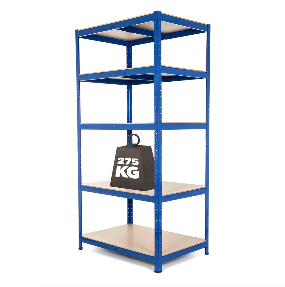 Garage Shelving Unit - Racking 5 Levels 1800mm H x 900mm W x 600mm D - 275KG's UDL Per Shelf