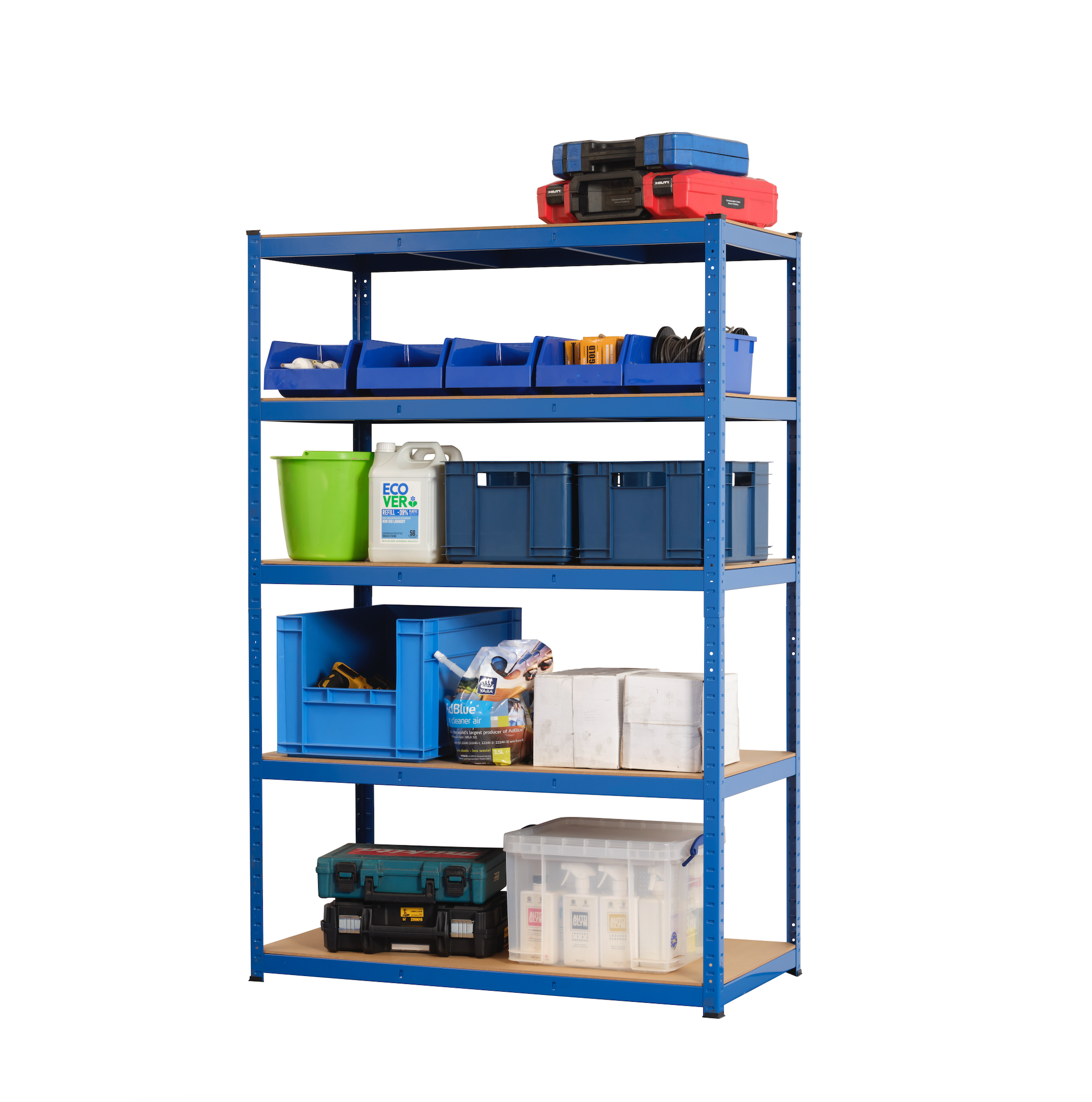 Garage Shelving Unit - Racking 5 Levels 1800mm H x 1200mm W x 600mm D ...