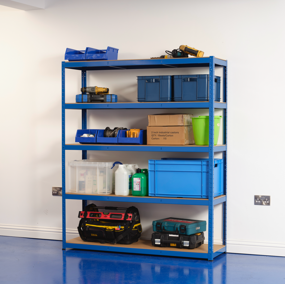 Garage Shelving Unit - Racking 5 Levels 1800mm H x 1500mm W x 600mm D - 200KG's UDL Per Shelf