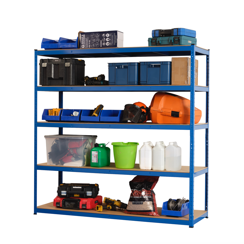 Garage Shelving Unit - Racking 5 Levels 1800mm H x 1800mm W x 600mm D - 200KG's UDL Per Shelf