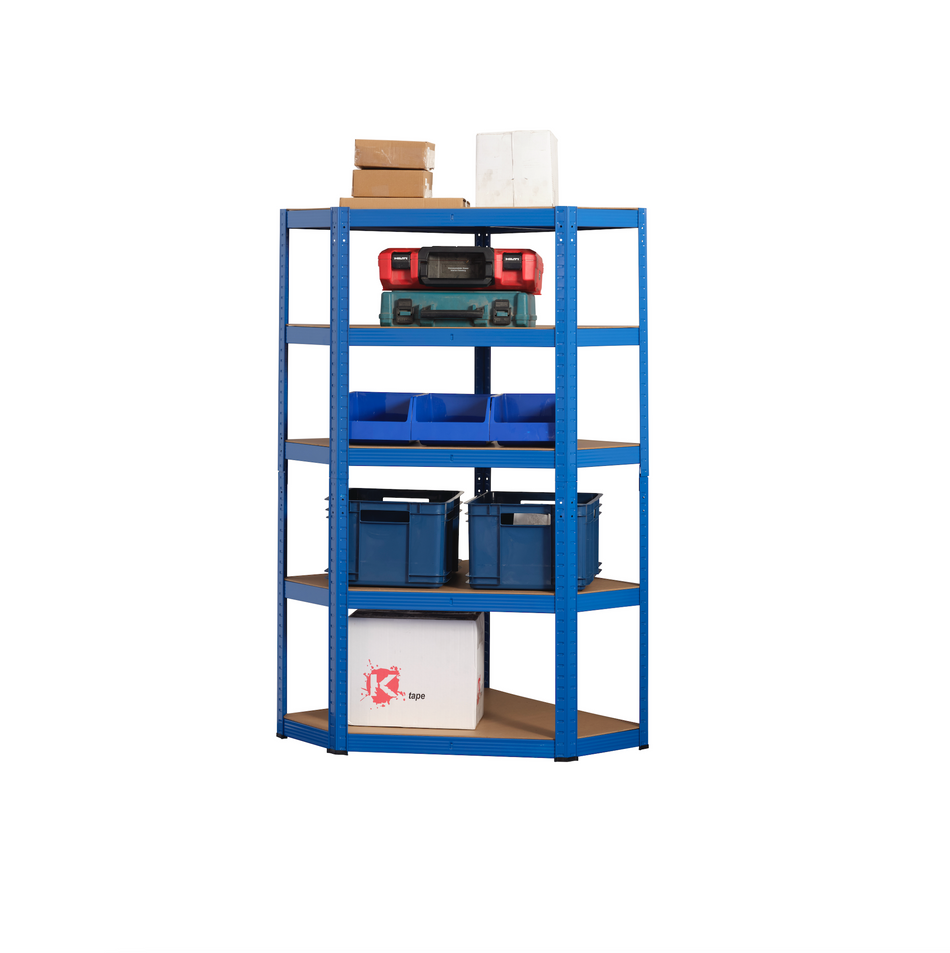 Heavy Duty Corner Steel Shelving Unit - Racking 5 Levels 1500mm H x 750mm W x 300mm D 175KG's UDL Per Shelf