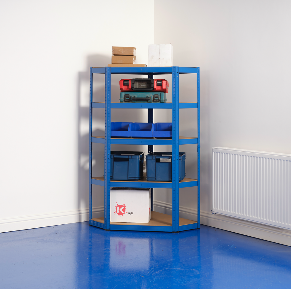 Heavy Duty Corner Steel Shelving Unit - Racking 5 Levels 1500mm H x 750mm W x 300mm D 175KG's UDL Per Shelf