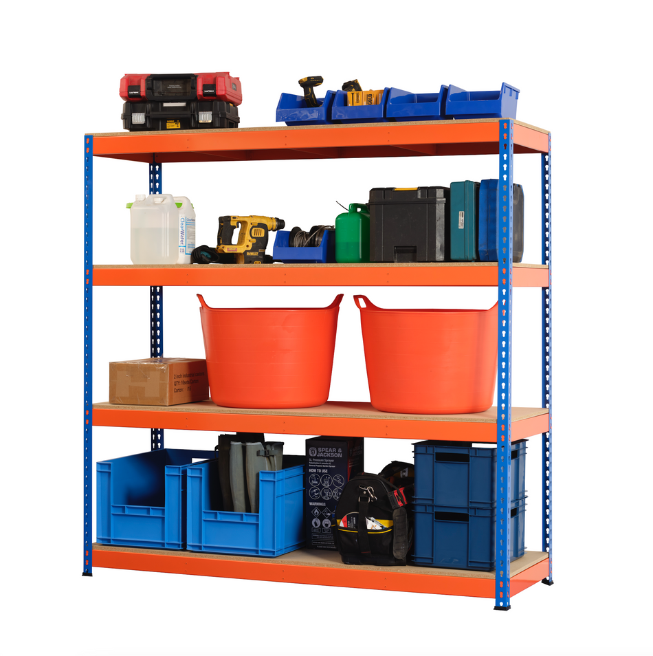 Heavy Duty Industrial Shelving Unit 4 Levels - 1800mm H x 1800mm W x 450mm D - 400KG's UDL Per Shelf