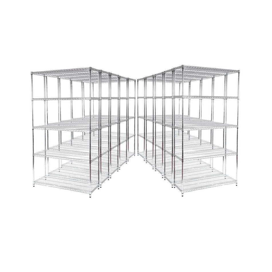 Multi Buy Deal 4 | 10 Units Available  1838mm H x 1212mm W x 457mm D - Metal Chrome Wire Shelving Unit 5 Tier