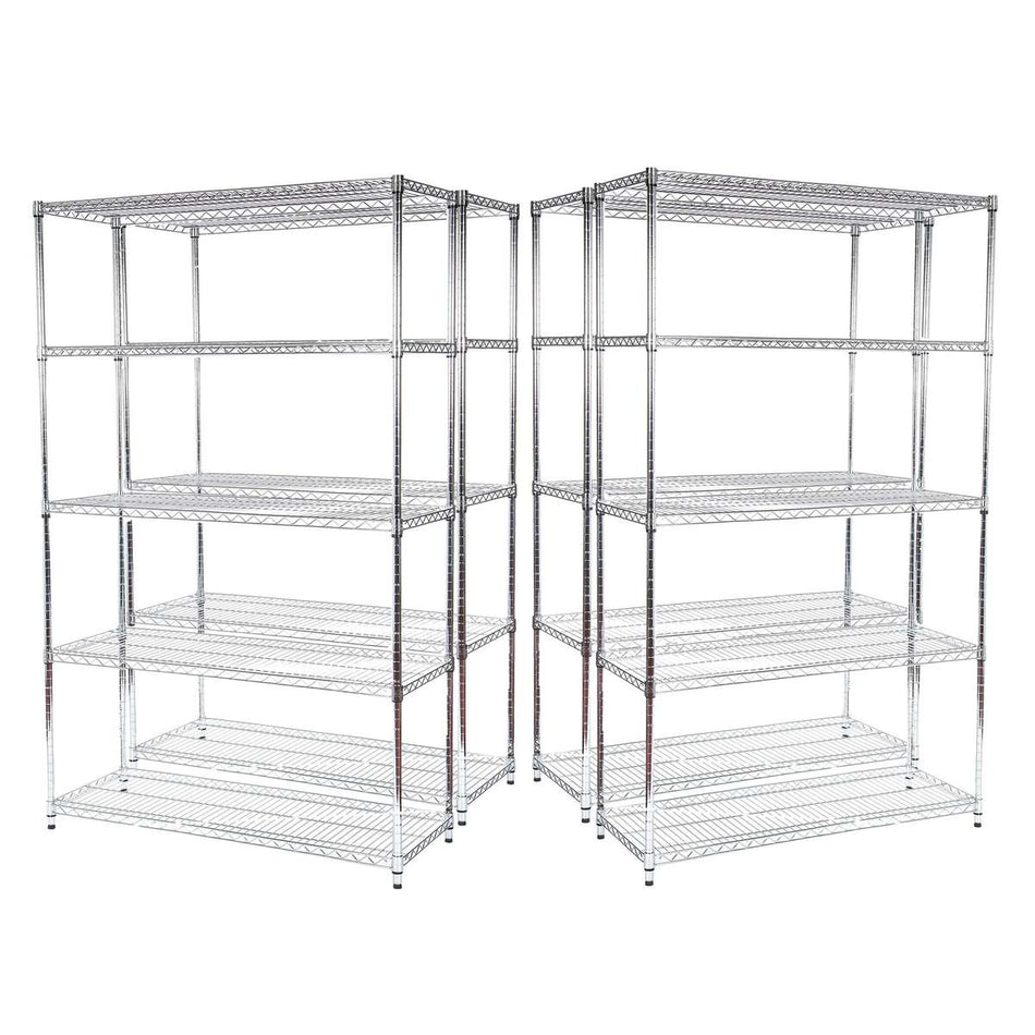 Multi Buy Deal 4 | 10 Units Available  1838mm H x 1212mm W x 457mm D - Metal Chrome Wire Shelving Unit 5 Tier