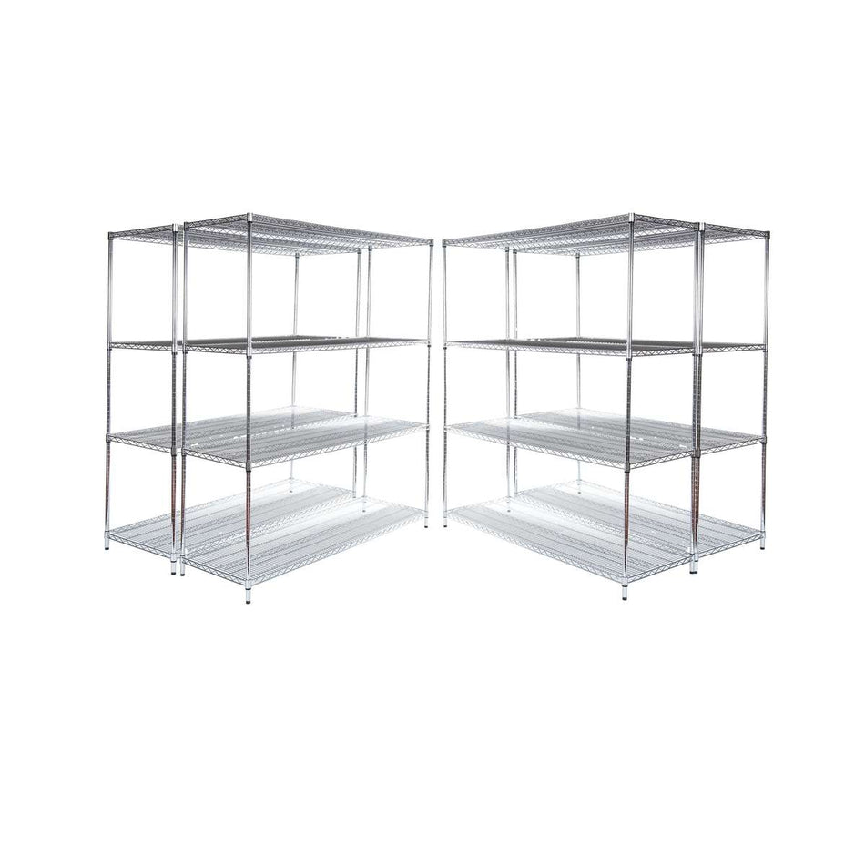 Multi Buy Deal 4 | 10 Units Available  1838mm H x 1822mm W x 609mm D - Metal Chrome Wire Shelving Unit 4 Tier