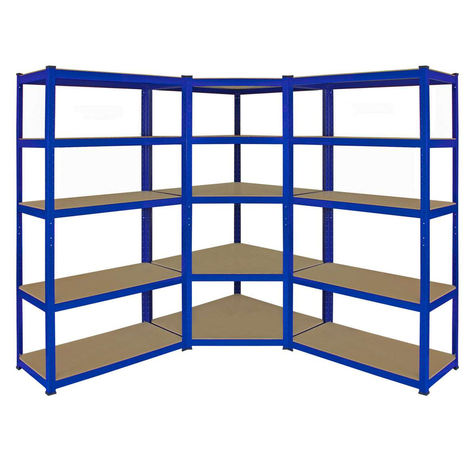 3 Bay MEGA Deal Heavy Duty Corner Steel Shelving Unit - Racking 5 Levels 1800mm H x 1200mm W x 450mm D 275KG's UDL Per Shelf