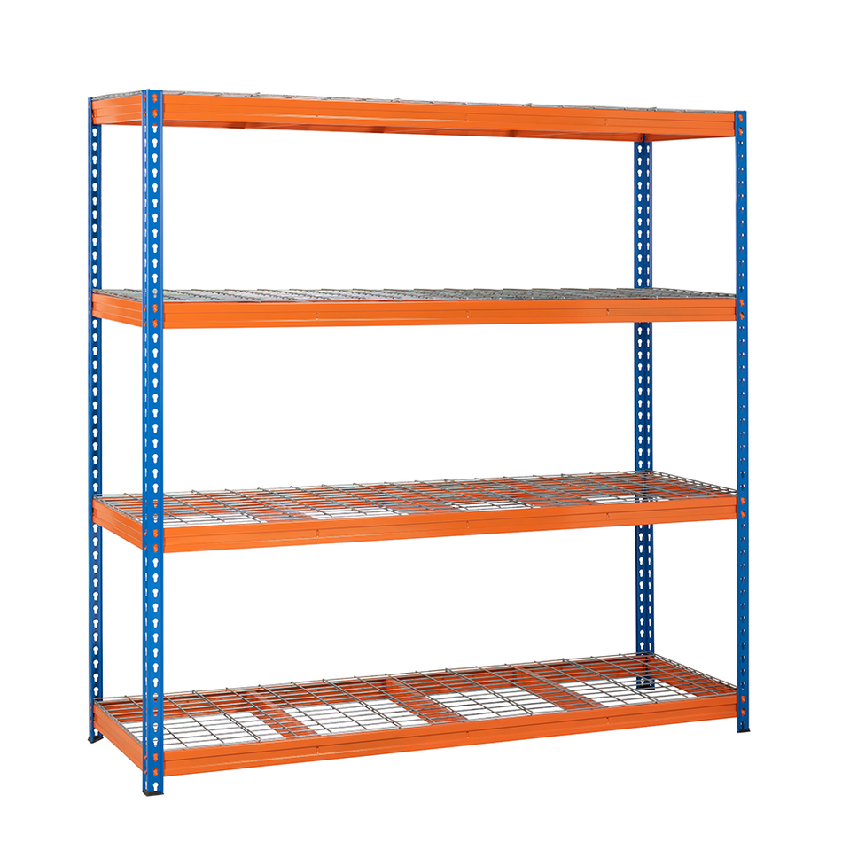 Heavy Duty Industrial Shelving Unit with 4 Wire Mesh Shelves - 1800mm H x 1800mm W x 600mm D - 400KG's UDL Per Shelf